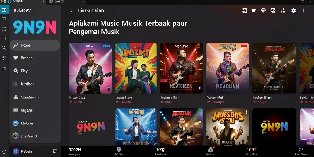 Screenshot gameplay 9N9N menampilkan pengguna yang asyik memainkan lagu.