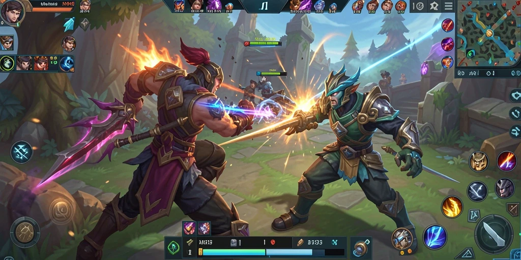 Tampilan gameplay MOBA yang menakjubkan dan aksi mendebarkan.