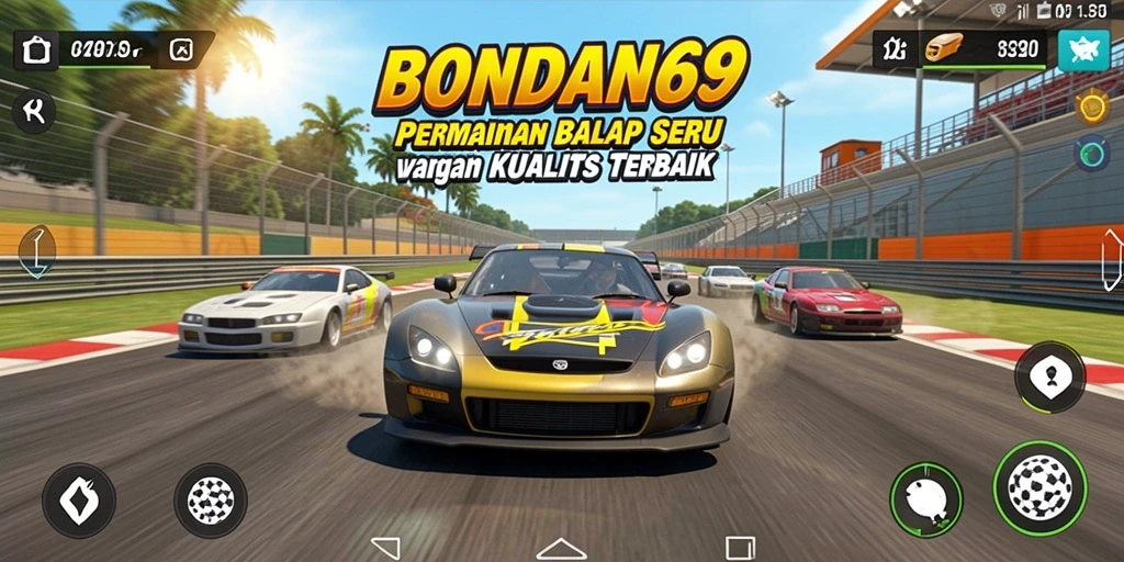 Gameplay seru BONDAN69 dengan mobil balap yang cepat.