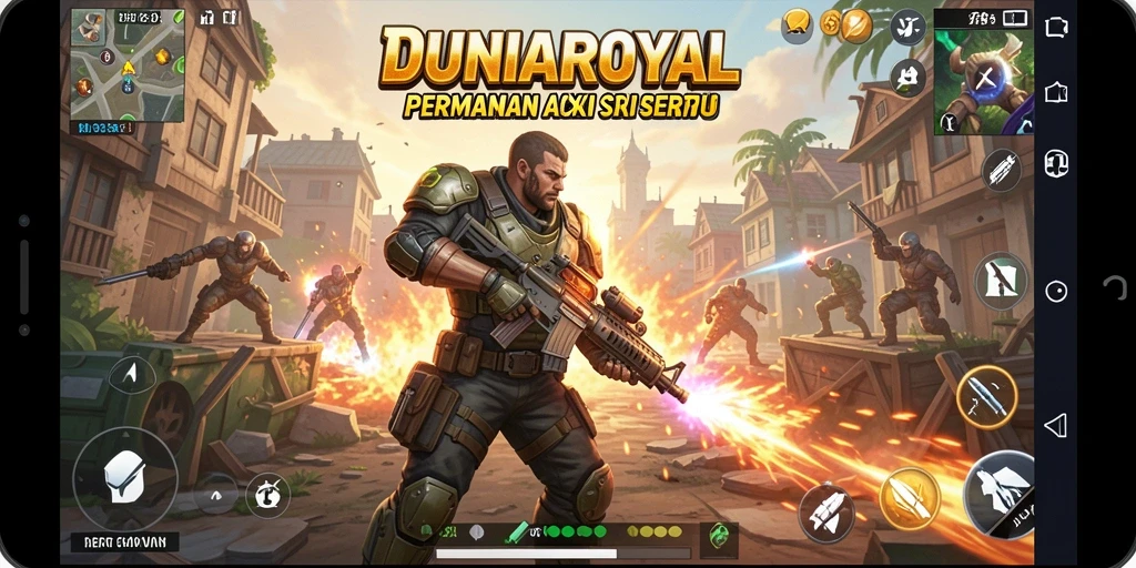 Gameplay mendebarkan dari DUNIAROYAL dalam pertempuran TPS.