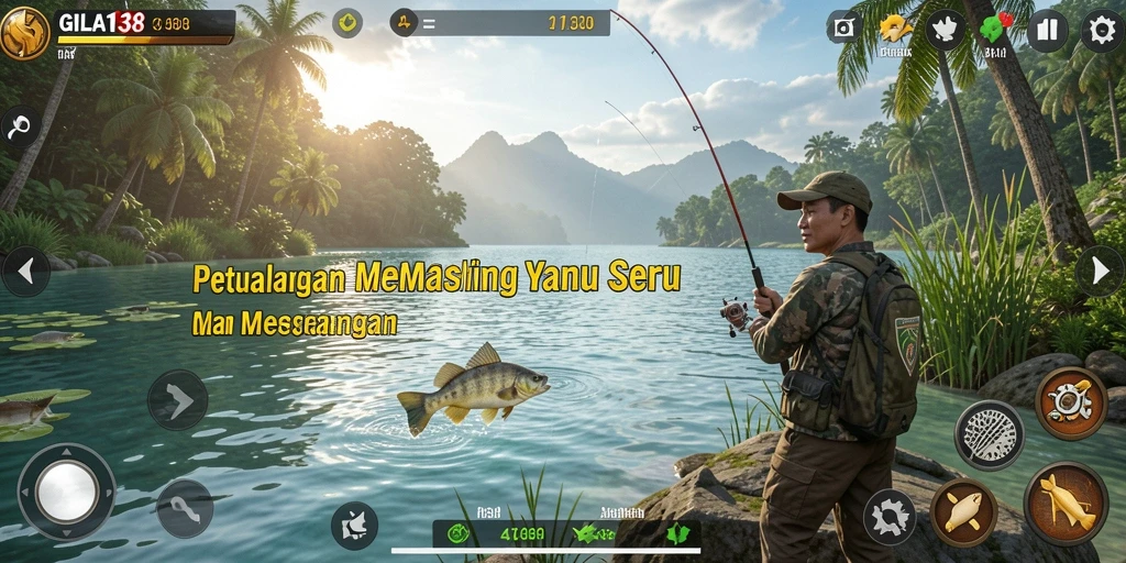 Screenshot GILA138 menampilkan iklan gameplay memancing yang seru dan interaktif.
