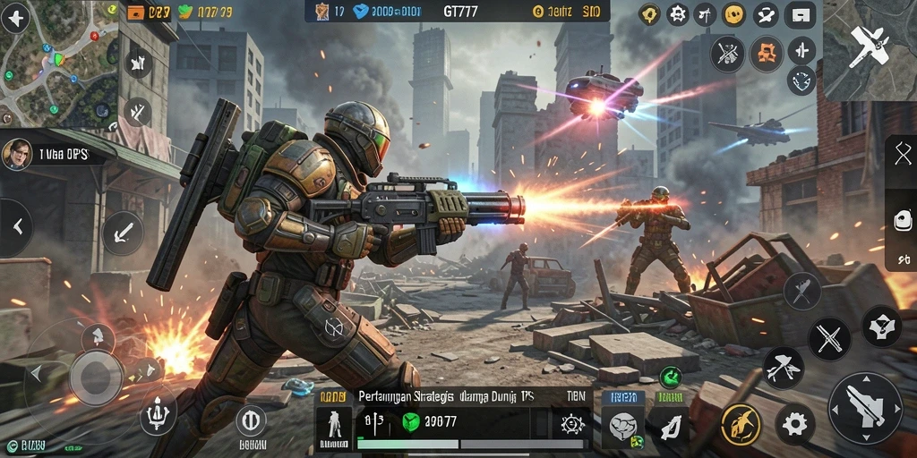 Screenshot menampilkan aksi mendebarkan di lapangan pertempuran TPS.