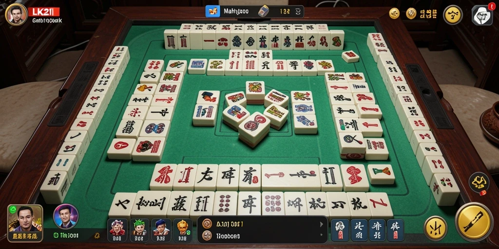 Tampilan gameplay LK21 yang menarik dengan elemen Mahjong yang klasik.