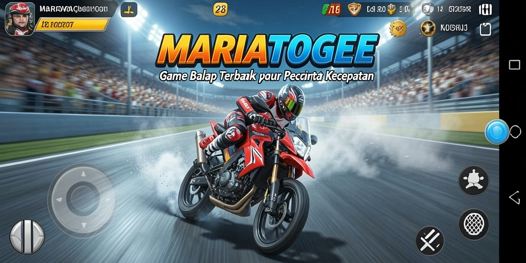 Screenshot gameplay seru dari MARIATOGEL dengan balapan yang mendebarkan.