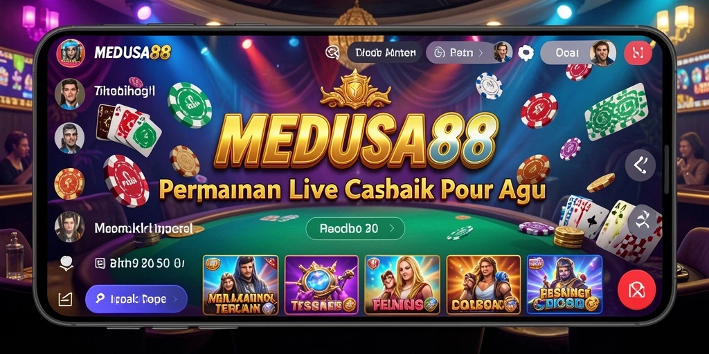 Screenshot MEDUSA88 menampilkan dealer langsung dan permainan yang mendebarkan.