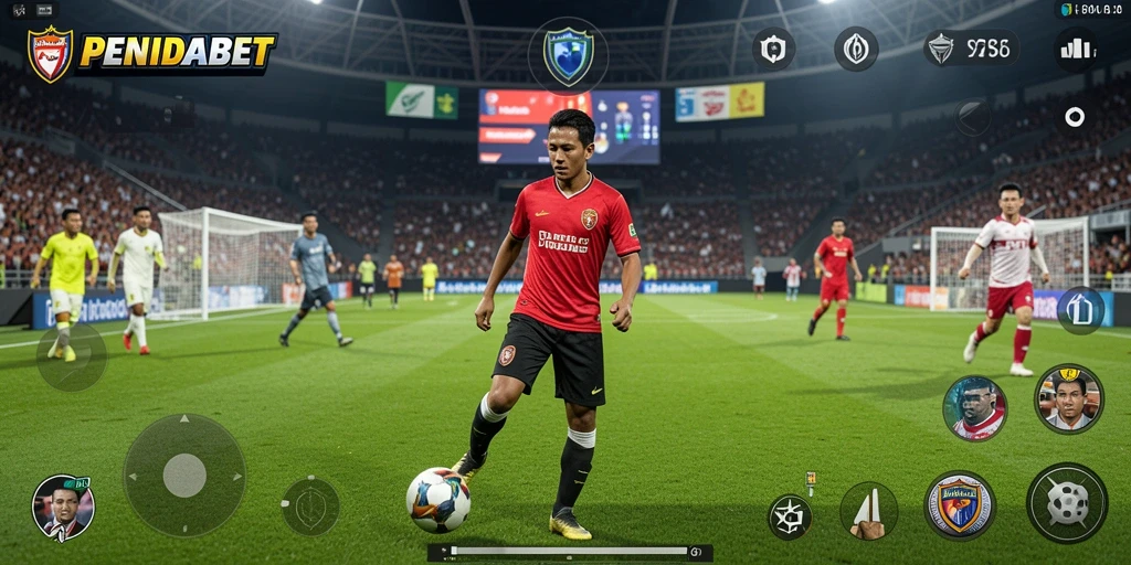 Screenshot PENIDABET menampilkan aksi seru dalam permainan sepak bola.