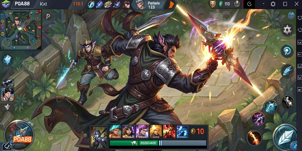 Tangkapan layar gameplay seru dari POA88 yang menunjukkan pertarungan MOBA.