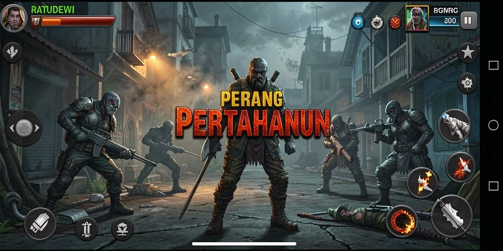 Tampilan gameplay menegangkan dari RATUDEWI dalam pertarungan Tower Defense.