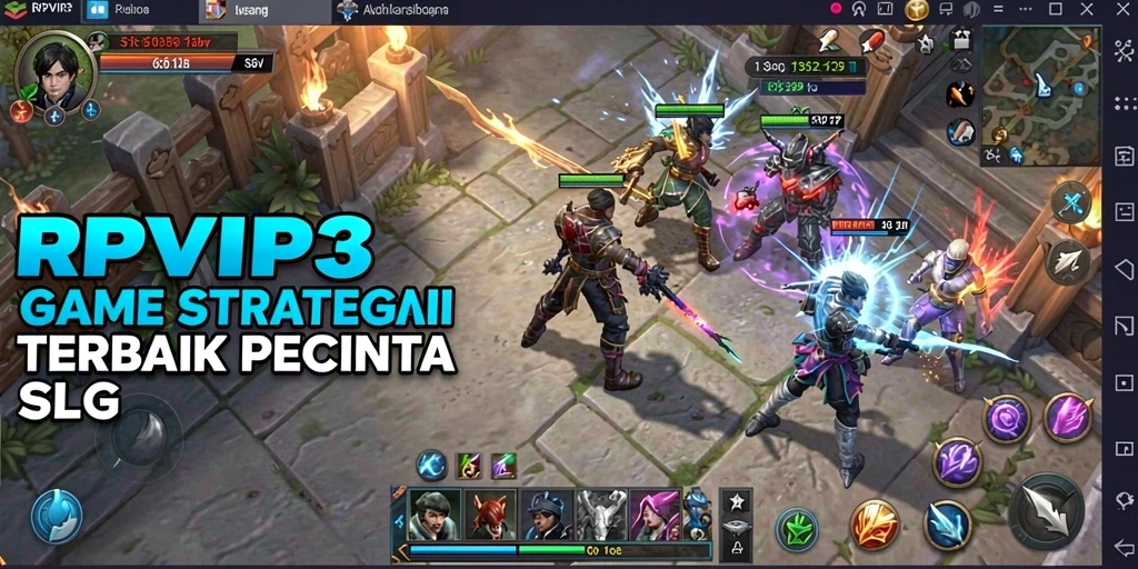 Tangkapan layar gameplay RPVIP3 menunjukkan aksi pertempuran yang seru.