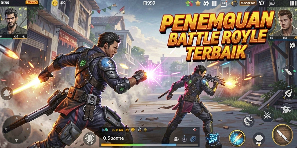 Screenshot menampilkan aksi epik dalam pertempuran Battle Royale.