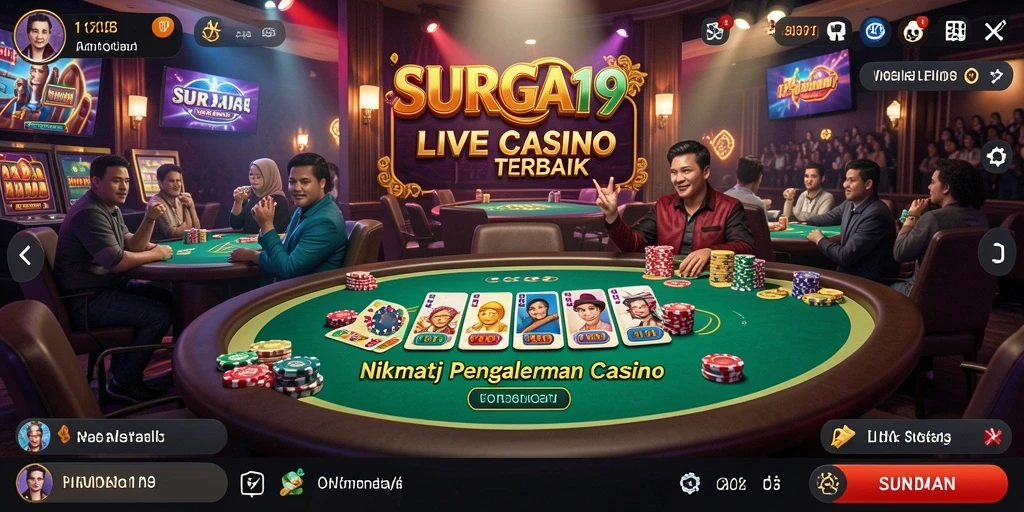 Screenshot gameplay menarik dari SURGA19 yang menunjukkan dealer langsung.