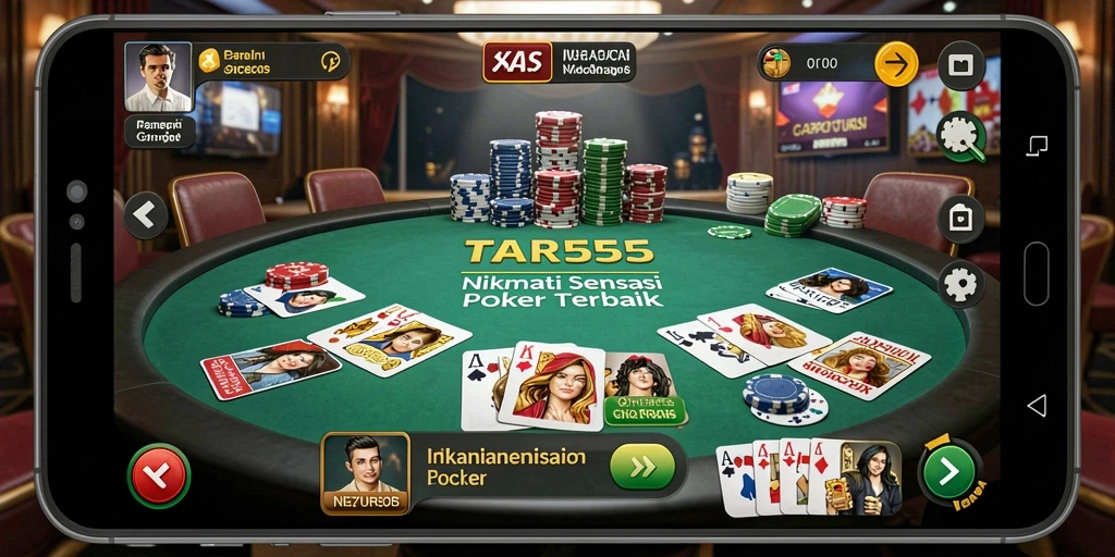 Screenshot gameplay TAR555 menampilkan suasana poker yang mendebarkan.