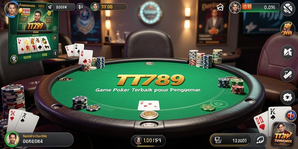 Tampilan gameplay Poker yang seru dan mendebarkan di TT789.