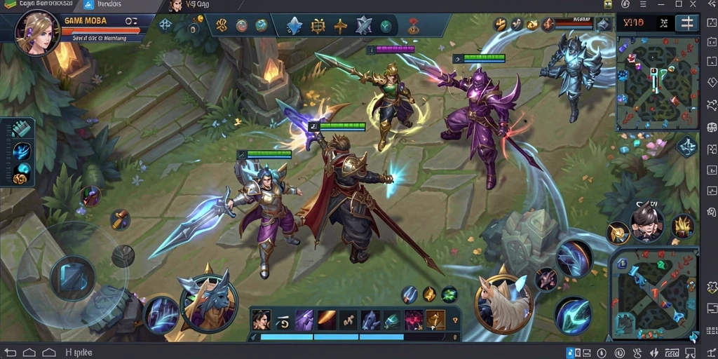 Gameplay seru V98 dalam pertempuran MOBA.